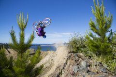 Conor Macfarlane puts his bike through its paces at a secret location overlooking the city, Dunedin, New Zealand.