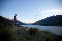 Dallas Hewett at the North Mavora Lake looking south, Southland, New Zealand.