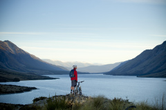 Dallas Hewett at the North Mavora Lake looking south, Southland, New Zealand.