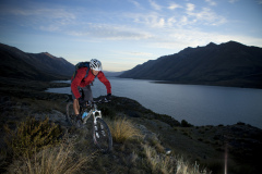 Dallas Hewett at the North Mavora Lake looking south, Southland, New Zealand.