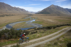 Dallas Hewett rides near the Windon Burn and Mararoa River confluence, Southland, New Zealand.