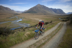 Dallas Hewett rides near the Windon Burn and Mararoa River confluence, Southland, New Zealand.