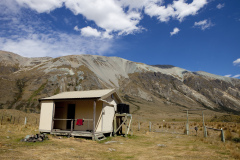 Boundary Hut at the base of the Thomson Mountains, Mavora, Southland, New Zealand.