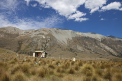 Boundary Hut at the base of the Thomson Mountains, Mavora, Southland, New Zealand.