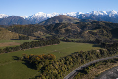 Mountains above State Highway 1 and the railway line near Kaikoura, New Zealand. Photo: Derek Morrison